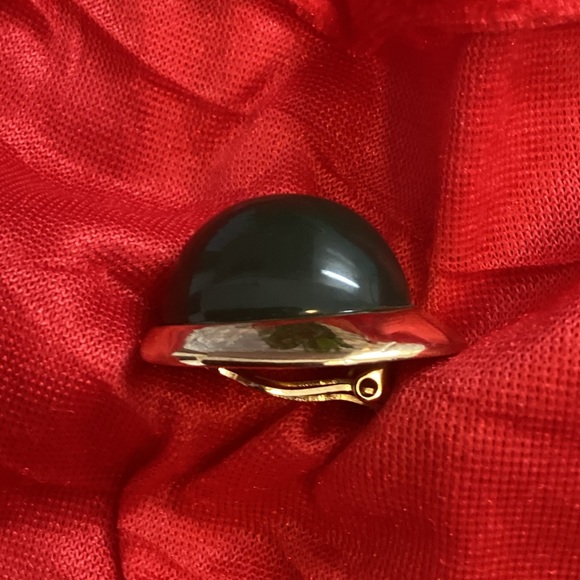 Vintage Donald Stannard Gold Green Stone Statement Earrings - Picture 3 of 5